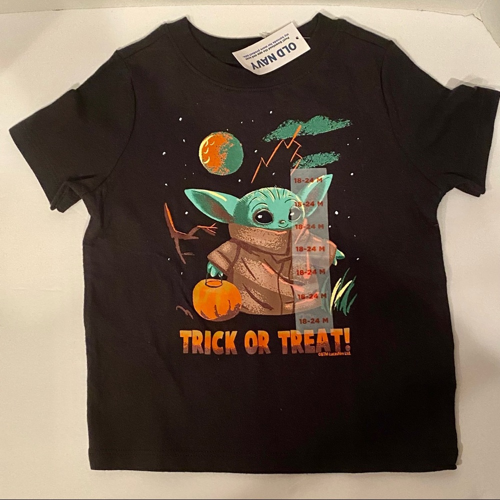 Baby YODA (Grogu) Trick or Treat T Shirt 18-24 Months NWT